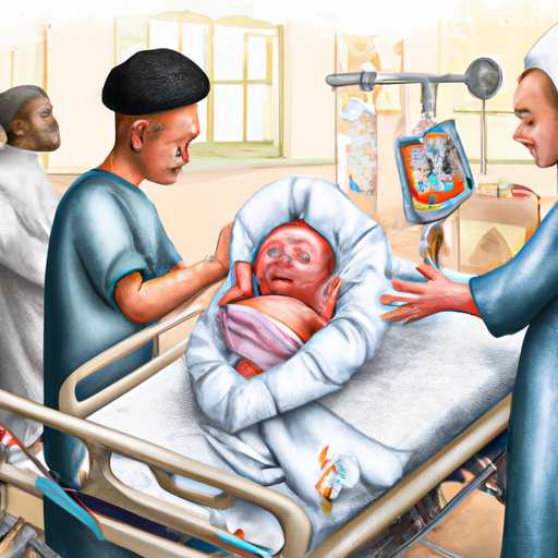 איור של תינוק בבית החולים עובר ברית מילה