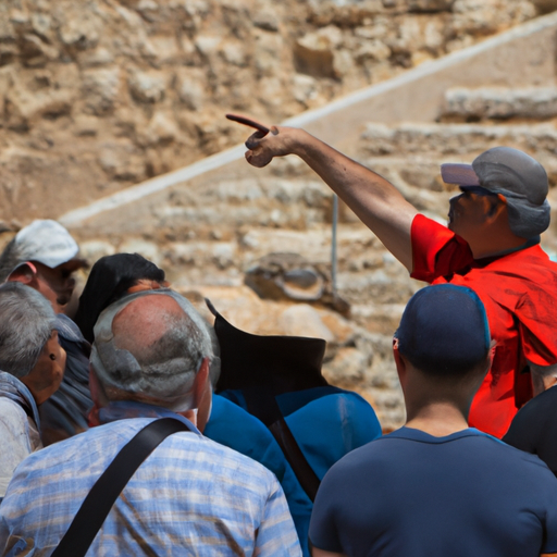 1. Image of a Bein Harim Tours guide explaining the historical significance of a site to a group of tourists