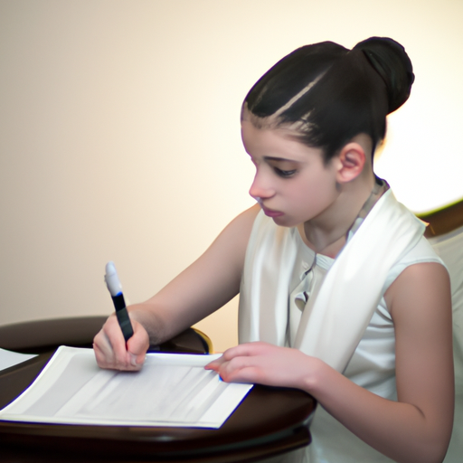 1. תמונה של ילדה צעירה כותבת את נאום בת המצווה שלה, תוך שימת דגש על חשיבות ההתאמה האישית.