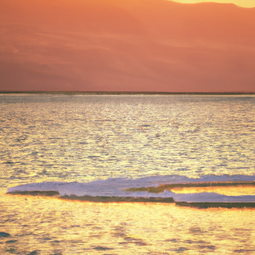 An image capturing the serene beauty of the Dead Sea at sunrise.